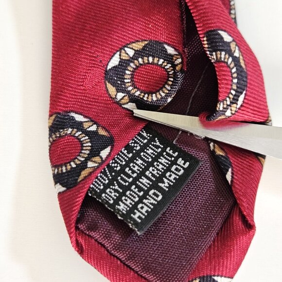 Unbranded Handmade Silk Tie France Geometric Boho Office Preppy W3.5" L59.5" - Picture 11 of 16